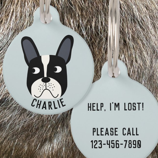 Médaillon Pour Animaux Chien de taureau français (French Bulldog personalized dog tag)