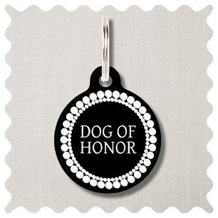 Médaillon Pour Animaux Chien d'honneur Chien noir et blanc Identifiant de