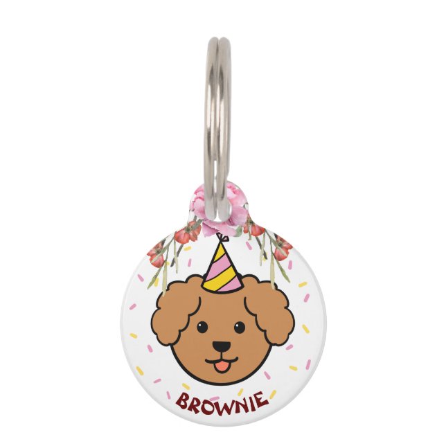 Médaillon Pour Animaux Chien d'illustration mignon | Balise de petit anim (Devant)