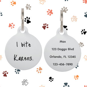 Médaillon Pour Animaux Chien Drôle Chat Je Mordille Le Collier De Karens