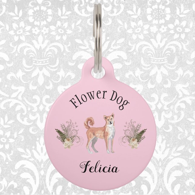 Médaillon Pour Animaux Chien Mariage rose Charming Shibu Inu (Créateur téléchargé)