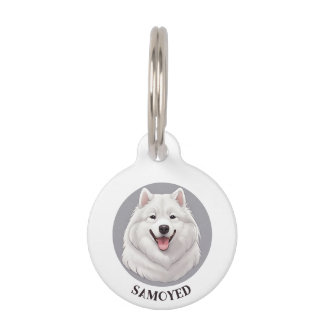 Médaillon Pour Animaux Chien Samoyède Souriant Mignon
