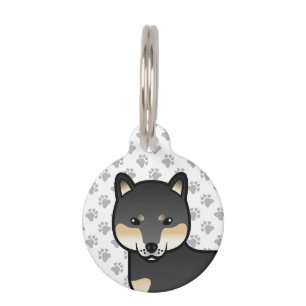 Médaillon Pour Animaux Chien Shiba Inu noir et feu dessin animé & infos s