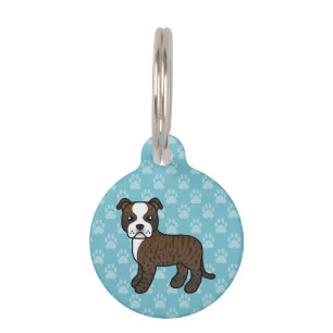 Médaillon Pour Animaux Chien Staffordshire Bull Terrier Bringé Et Blanc