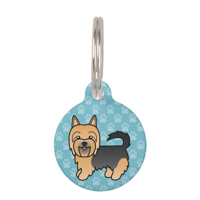 Médaillon Pour Animaux Chien Terrier Australien Bleu Et Tan Sur Bleu (Devant)