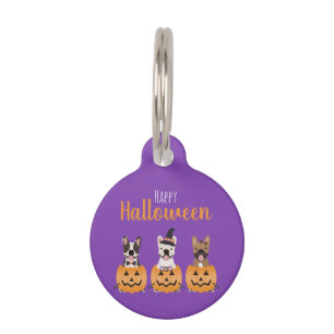 Médaillon Pour Animaux Chiens de taureaux français heureux Halloween
