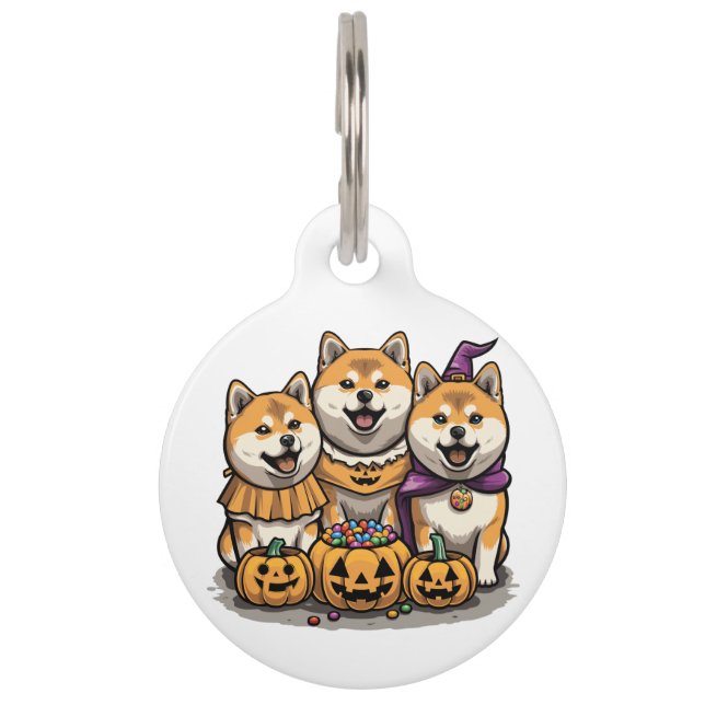 Médaillon Pour Animaux Chiens d'Halloween Shiba Inu (Devant)