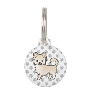 Médaillon Pour Animaux Chihuahua à longs poils crème Chien de dessin anim