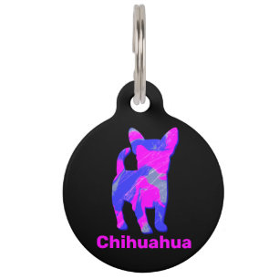 Médaillon Pour Animaux Chihuahua Crazy Hot Pink et Blue