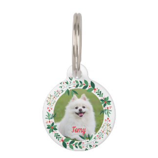 Médaillon Pour Animaux Christmas Round Pet Tag – Festive Holiday ID Tag
