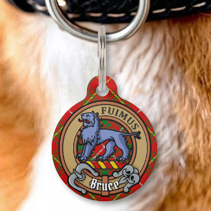 Médaillon Pour Animaux Cimier du clan Bruce sur tartan