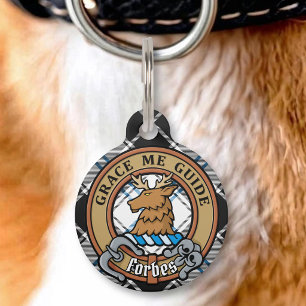 Médaillon Pour Animaux Cimier du clan Forbes sur tartan de robe de soirée