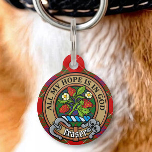 Médaillon Pour Animaux Cimier du clan Fraser sur tartan