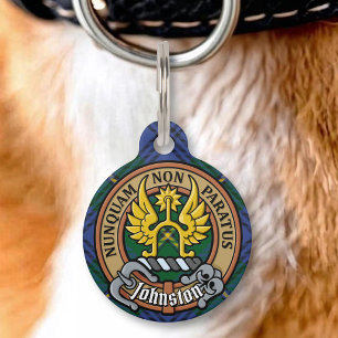 Médaillon Pour Animaux Cimier du clan Johnston sur tartan