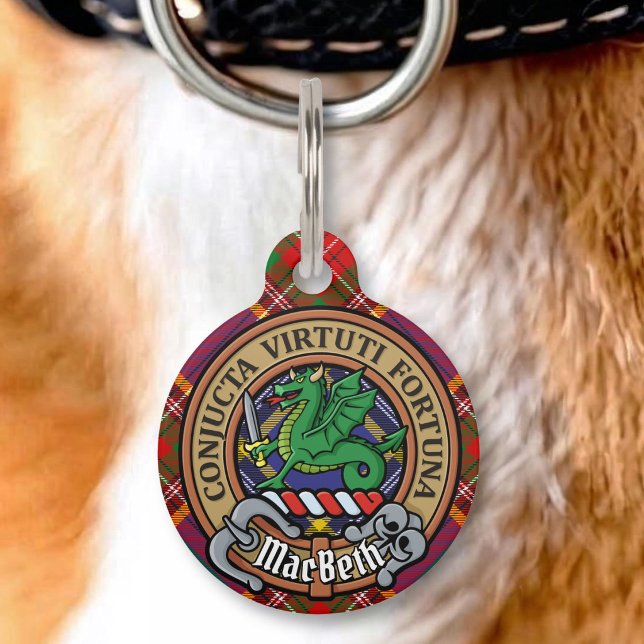 Médaillon Pour Animaux Cimier du clan MacBeth sur tartan (Créateur téléchargé)