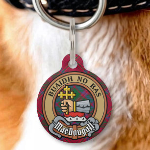 Médaillon Pour Animaux Cimier du clan MacDougall sur tartan