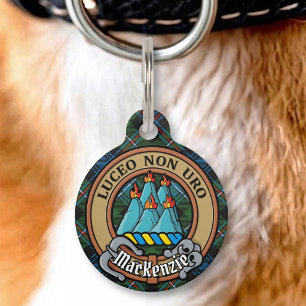 Médaillon Pour Animaux Cimier du clan MacKenzie sur tartan