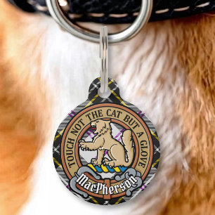 Médaillon Pour Animaux Cimier du clan MacPherson sur tartan de robe