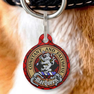 Médaillon Pour Animaux Cimier du clan MacQueen sur tartan