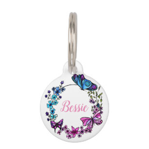 Médaillon Pour Animaux Citation ou nom faite sur commande de papillon et