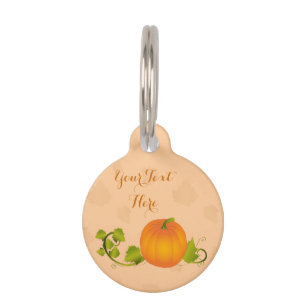 Médaillon Pour Animaux Citrouille de vigne d'automne avec le texte