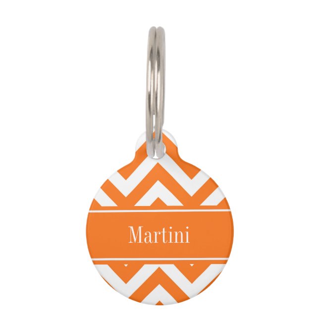 Médaillon Pour Animaux Citrouille White Chevron, nom Citrouille Monogram (Devant)
