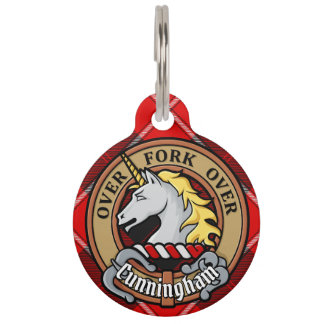 Médaillon Pour Animaux Clan Cunningham Crest sur Tartan