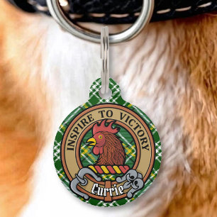 Médaillon Pour Animaux Clan Currie crête de coq sur tartan