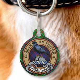 Médaillon Pour Animaux Clan MacDonell de Glengarry Crête sur Tartan