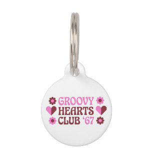 Médaillon Pour Animaux Club de cœurs Groovy Rétro '67 Rose Brun Saint-Val