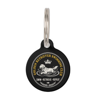 Médaillon Pour Animaux Club de natation Rétiver doré Vintage Chien Rétro