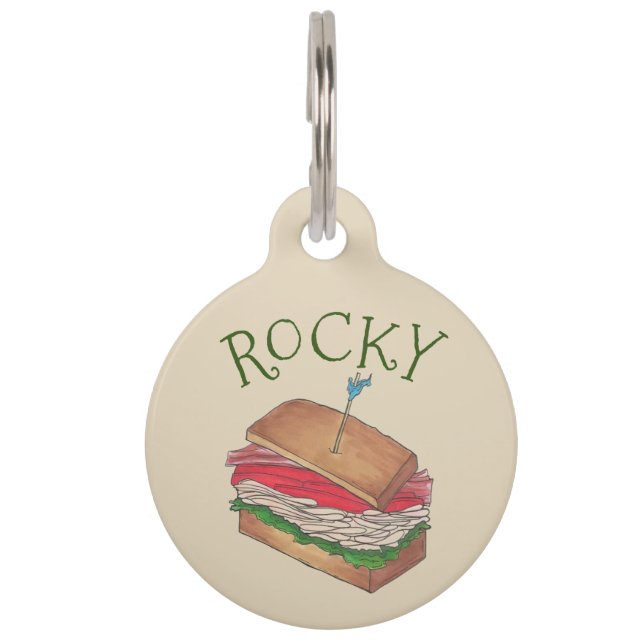 Médaillon Pour Animaux Club turc personnalisé Sandwich Food Foodie Chien (Devant)