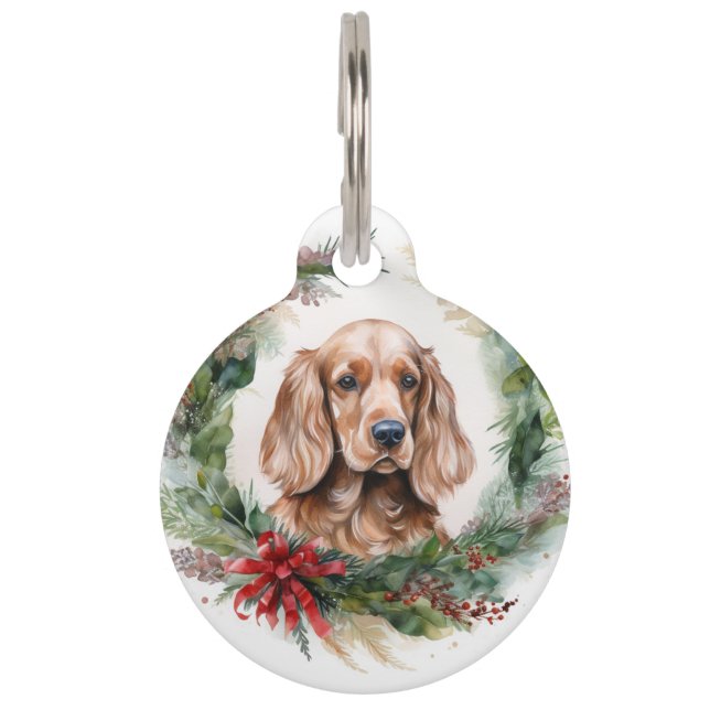Médaillon Pour Animaux Cocker Spaniel Noël Wreath Festive Pup (Devant)