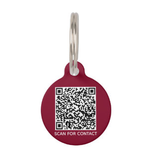 Médaillon Pour Animaux Code QR bordeaux sans contact Info contact chien c