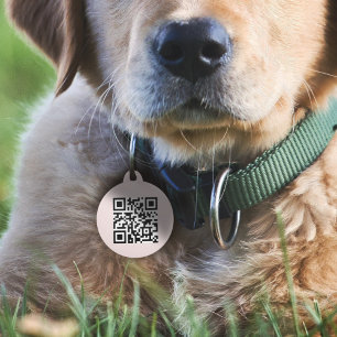 Médaillon Pour Animaux Code QR Chat de chien rose pâle en cas de perte