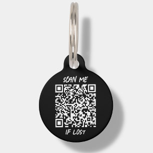Médaillon Pour Animaux Code QR personnalisable noir   Balise d'identifica