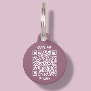 Médaillon Pour Animaux Code QR personnalisable rose Balise d'identifica
