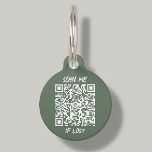 Médaillon Pour Animaux Code QR personnalisé vert forêt   Analyse