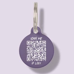 Médaillon Pour Animaux Code QR personnalisé violet   Balise d'identificat