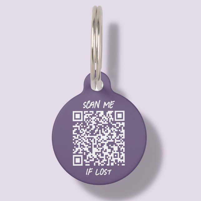 Médaillon Pour Animaux Code QR personnalisé violet | Balise d'identificat (Créateur téléchargé)