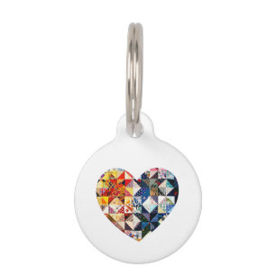 Médaillon Pour Animaux Coeur coloré d'édredon de patchwork
