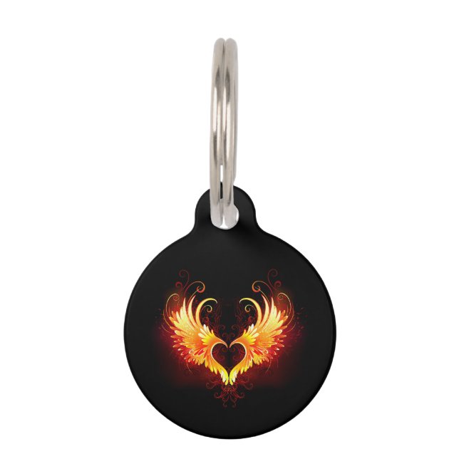 Médaillon Pour Animaux Coeur de feu ange avec ailes (Devant)