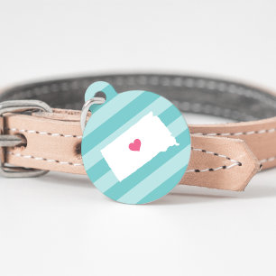 Médaillon Pour Animaux Coeur du Dakota du Sud