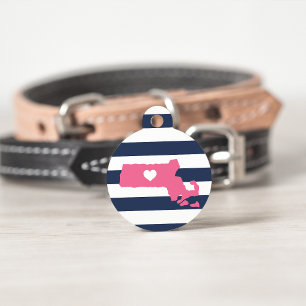 Médaillon Pour Animaux Coeur Massachusetts