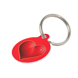 Médaillon Pour Animaux Coeur rouge 3-D brillant