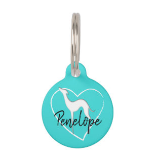 Médaillon Pour Animaux Coeur silhouette Greyhound Whippet Personnalisé