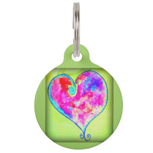 Médaillon Pour Animaux coeur tourbillonnant rose
