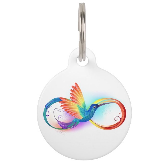 Médaillon Pour Animaux Colibri arc-en-ciel avec symbole Infinity (Devant)