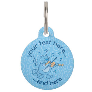Médaillon Pour Animaux Collier de chat bleu avec violon