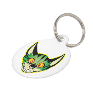 Médaillon Pour Animaux Collier Étiquette Chat de Dessin Animé Fluorescent